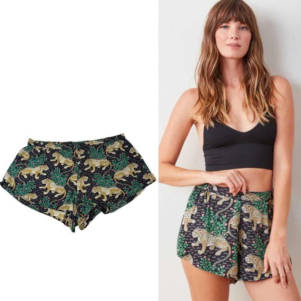 Printfresh Eco Satin Sweet Dreams Pajama Shorts Bagheera Ink 3X Jungle Big Cat